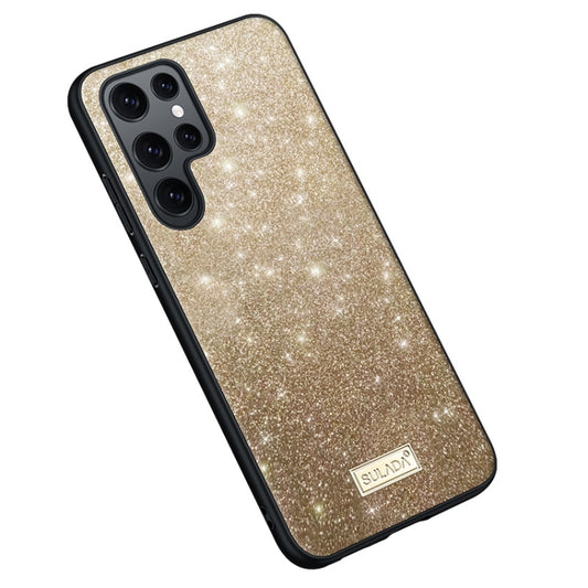 For Samsung Galaxy S23 Ultra 5G SULADA Glittery TPU + Handmade Leather Phone Case(Gold) - Galaxy S23 Ultra 5G Cases by SULADA | Online Shopping South Africa | PMC Jewellery