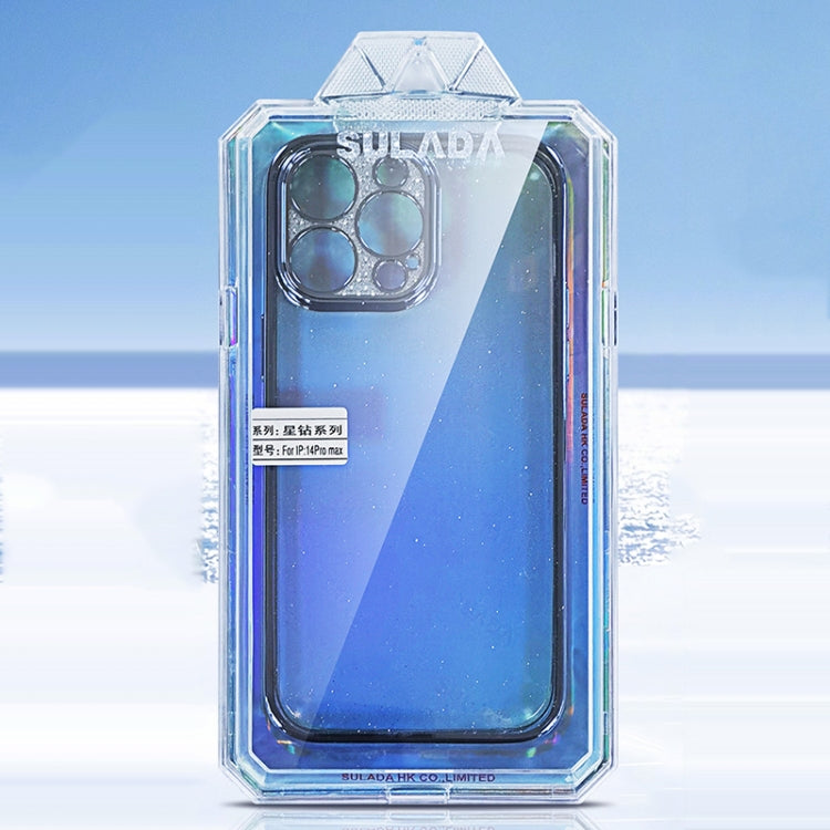 For iPhone 12 Pro Max SULADA Electroplated Transparent Glittery TPU Phone Case(Blue) - iPhone 12 Pro Max Cases by SULADA | Online Shopping South Africa | PMC Jewellery | Buy Now Pay Later Mobicred