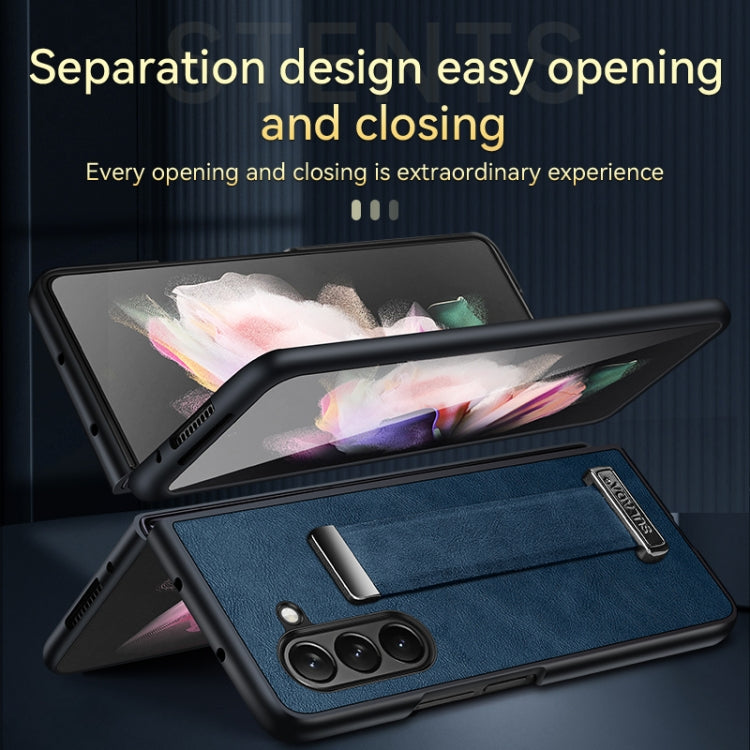 For Samsung Galaxy Z Fold5 SULADA PC + Leather Texture Skin Feel Shockproof Phone Case(Blue) - Galaxy Z Fold5 Cases by SULADA | Online Shopping South Africa | PMC Jewellery