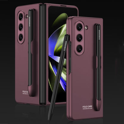 For Samsung Galaxy Z Fold5 GKK Ultra-thin Full Coverage Phone Flip Case with Pen Slot(Wine Red) - Galaxy Z Fold5 Cases by GKK | Online Shopping South Africa | PMC Jewellery