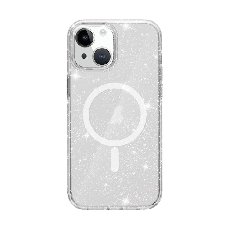 For iPhone 15 Plus Terminator Style Glitter Powder MagSafe Magnetic Phone Case(White) - iPhone 15 Plus Cases by PMC Jewellery | Online Shopping South Africa | PMC Jewellery