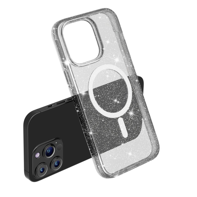 For iPhone 15 Pro Terminator Style Glitter Powder MagSafe Magnetic Phone Case(Black) - iPhone 15 Pro Cases by PMC Jewellery | Online Shopping South Africa | PMC Jewellery