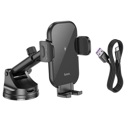 hoco HW5 Journey Wireless Fast Charging Center Console Car Holder(Black) - Wireless Charger Holders by hoco | Online Shopping South Africa | PMC Jewellery