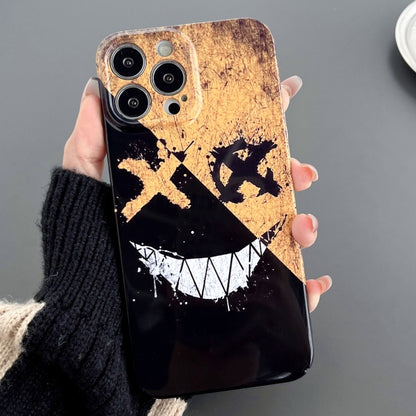 For iPhone 13 Pro Painted Pattern Precise Hole PC Phone Case(Black Yellow Smiling) - iPhone 13 Pro Cases by PMC Jewellery | Online Shopping South Africa | PMC Jewellery