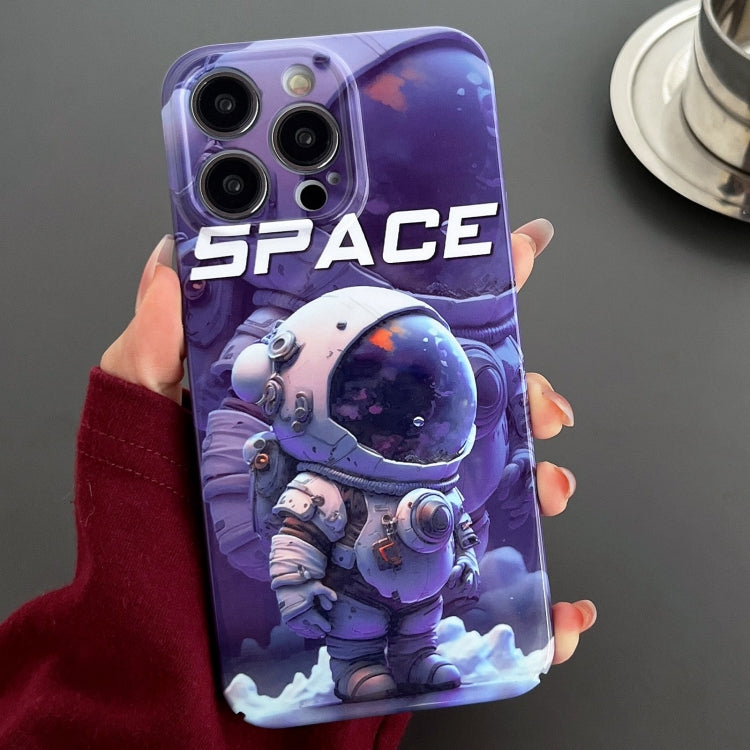 For iPhone 12 Pro Max Painted Pattern Precise Hole PC Phone Case(Purple Astronaut) - iPhone 12 Pro Max Cases by PMC TechLife | Online Shopping South Africa | PMC TechLife