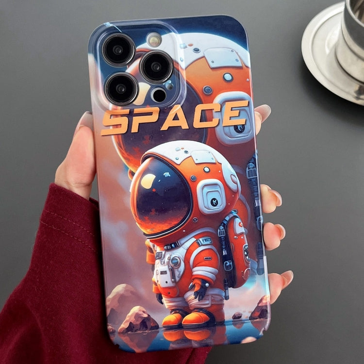 For iPhone 12 Pro Painted Pattern Precise Hole PC Phone Case(Orange Astronaut) - iPhone 12 / 12 Pro Cases by PMC TechLife | Online Shopping South Africa | PMC TechLife