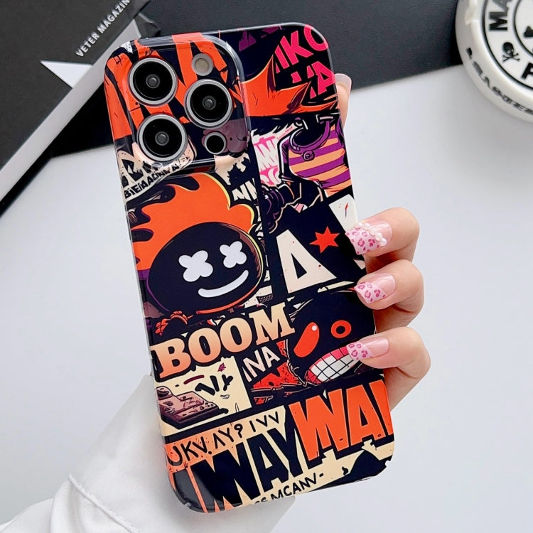 For iPhone 11 Pro Painted Pattern Precise Hole PC Phone Case(Orange Comics) - iPhone 11 Pro Cases by PMC Jewellery | Online Shopping South Africa | PMC Jewellery