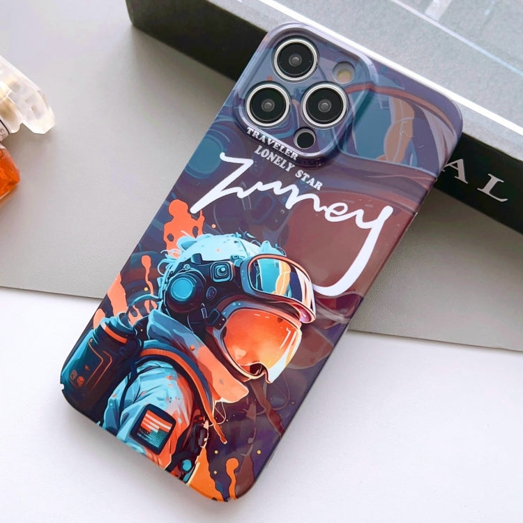 For iPhone 11 Pro Painted Pattern Precise Hole PC Phone Case(Orange Paint Astronaut) - iPhone 11 Pro Cases by PMC TechLife | Online Shopping South Africa | PMC TechLife