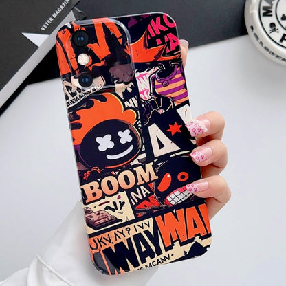 For iPhone XS Max Painted Pattern Precise Hole PC Phone Case(Orange Comics) - More iPhone Cases by PMC Jewellery | Online Shopping South Africa | PMC Jewellery