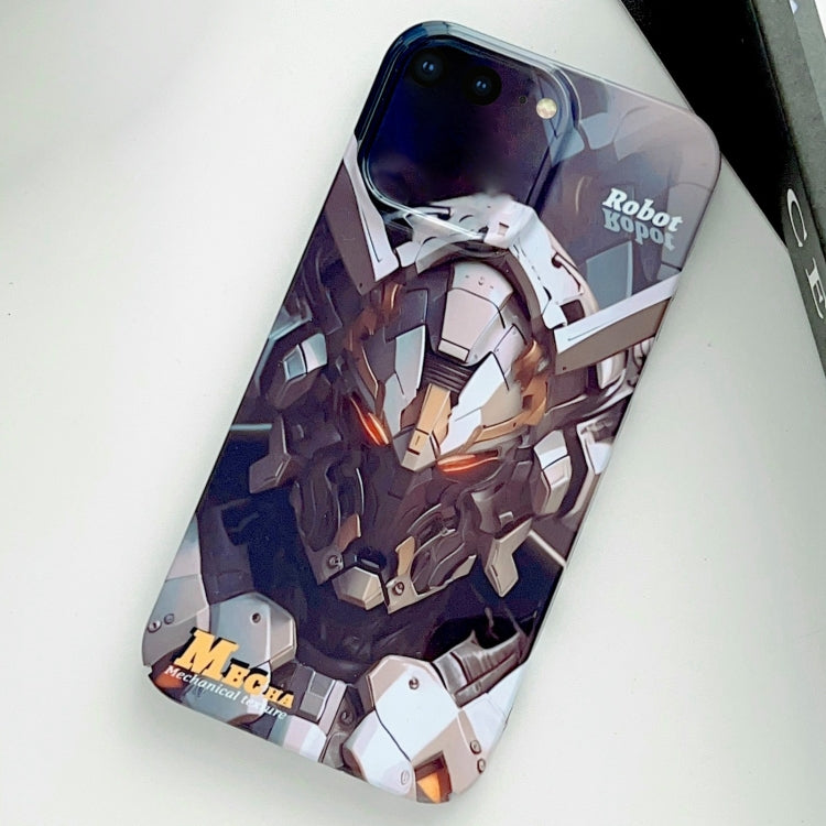 For iPhone 8 Plus / 7 Plus Painted Pattern Precise Hole PC Phone Case(Grey Robot) - More iPhone Cases by PMC Jewellery | Online Shopping South Africa | PMC Jewellery