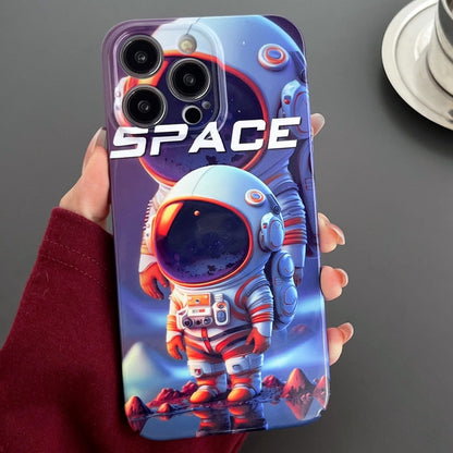 For iPhone 15 Pro Painted Pattern Precise Hole PC Phone Case(Orange White Astronaut) - iPhone 15 Pro Cases by PMC Jewellery | Online Shopping South Africa | PMC Jewellery