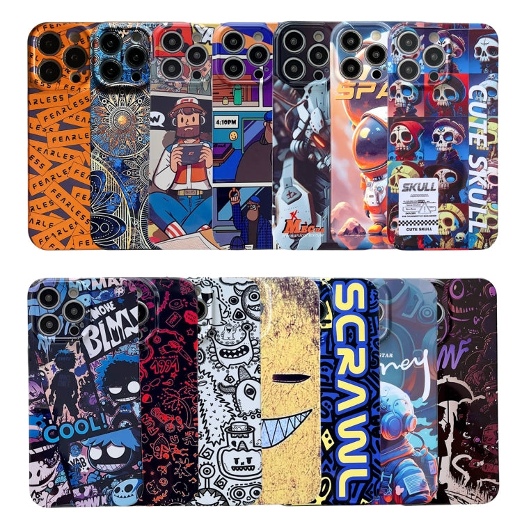 For iPhone 12 Pro Max Painted Pattern Precise Hole PC Phone Case(Orange Comics) - iPhone 12 Pro Max Cases by PMC TechLife | Online Shopping South Africa | PMC TechLife