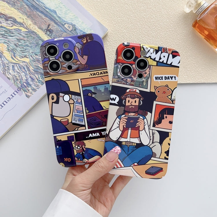 For iPhone X / XS Painted Pattern Precise Hole PC Phone Case(Holiday Uncle) - More iPhone Cases by PMC TechLife | Online Shopping South Africa | PMC TechLife