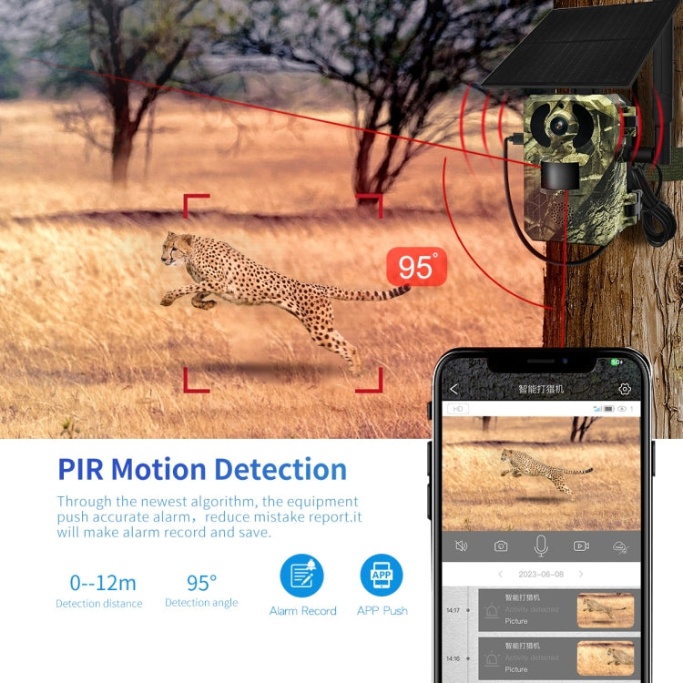 ESCAM QF380 4MP Network Solar PIR Alert Smart Wildlife Hunting Camera, 4G:EU Version(Camouflage) - free shipping - PMC TechLife - Order now!