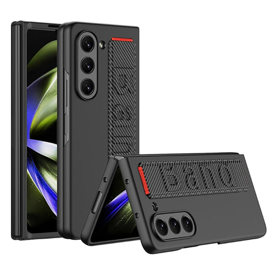 For Samsung Galaxy Z Fold5 5G GKK Ultra-thin Wristband Shockproof Phone Case with Holder(Carbon Fiber) - Galaxy Z Fold5 Cases by GKK | Online Shopping South Africa | PMC Jewellery | Buy Now Pay Later Mobicred