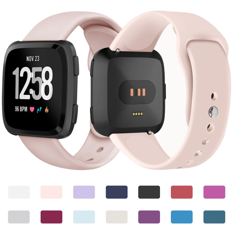 For Fitbit Versa 2 / Fitbit Versa / Fitbit Versa Lite Solid Color Silicone Watch Band, Size:S(Sand Pink) - Watch Bands by PMC TechLife | Online Shopping South Africa | PMC TechLife | Buy Now Pay Later Mobicred