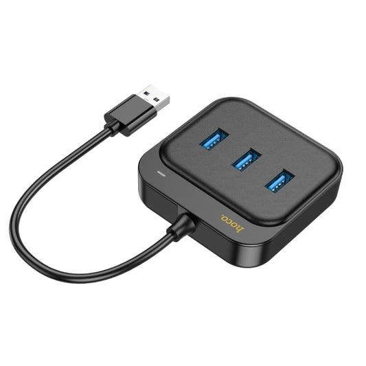 hoco HB35 4 in 1 USB to USB3.0x3+RJ45 Gigabit Ethernet Adapter, Cable Length:0.2m(Black) - USB Network Adapter by hoco | Online Shopping South Africa | PMC Jewellery