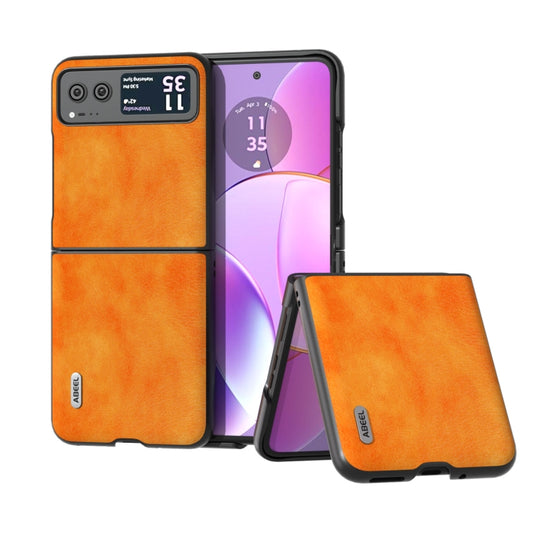 For Motorola Razr 40 ABEEL Dual Color Lichi Texture PU Phone Case(Orange) - Motorola Cases by PMC Jewellery | Online Shopping South Africa | PMC Jewellery