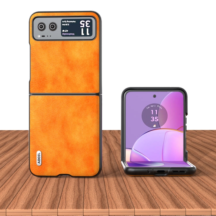 For Motorola Razr 40 ABEEL Dual Color Lichi Texture PU Phone Case(Orange) - Motorola Cases by PMC Jewellery | Online Shopping South Africa | PMC Jewellery