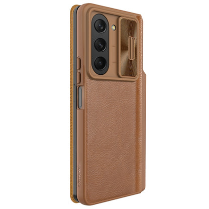 For Samsung Galaxy Z Fold5 NILLKIN QIN Series Pro Sliding Camera Cover Design Leather Phone Case(Brown) - Galaxy Z Fold5 Cases by NILLKIN | Online Shopping South Africa | PMC Jewellery
