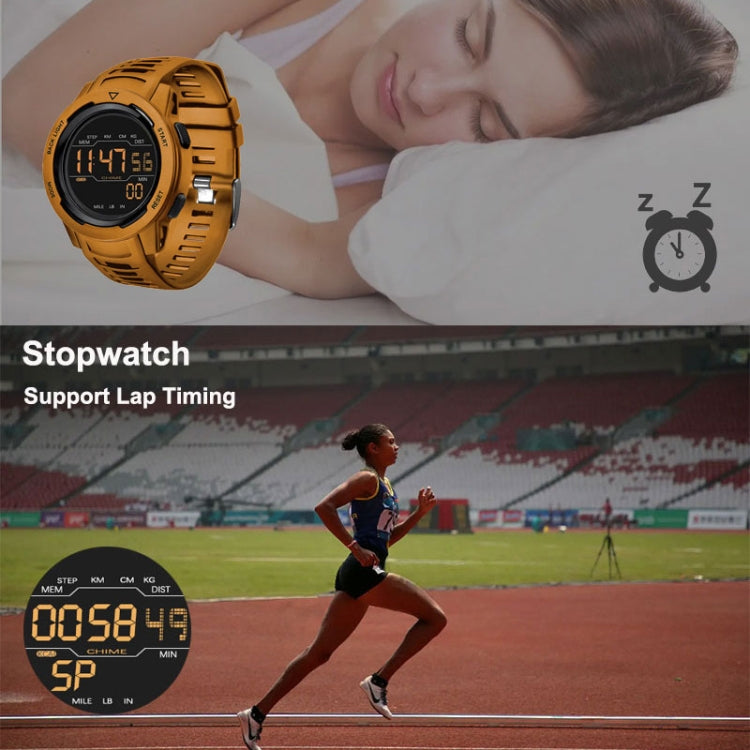 SPOVAN P100 LED Luminous Pedometer Multifunctional Sports Electronic Watch(Yellow) - LED Digital Watches by SPOVAN | Online Shopping South Africa | PMC Jewellery