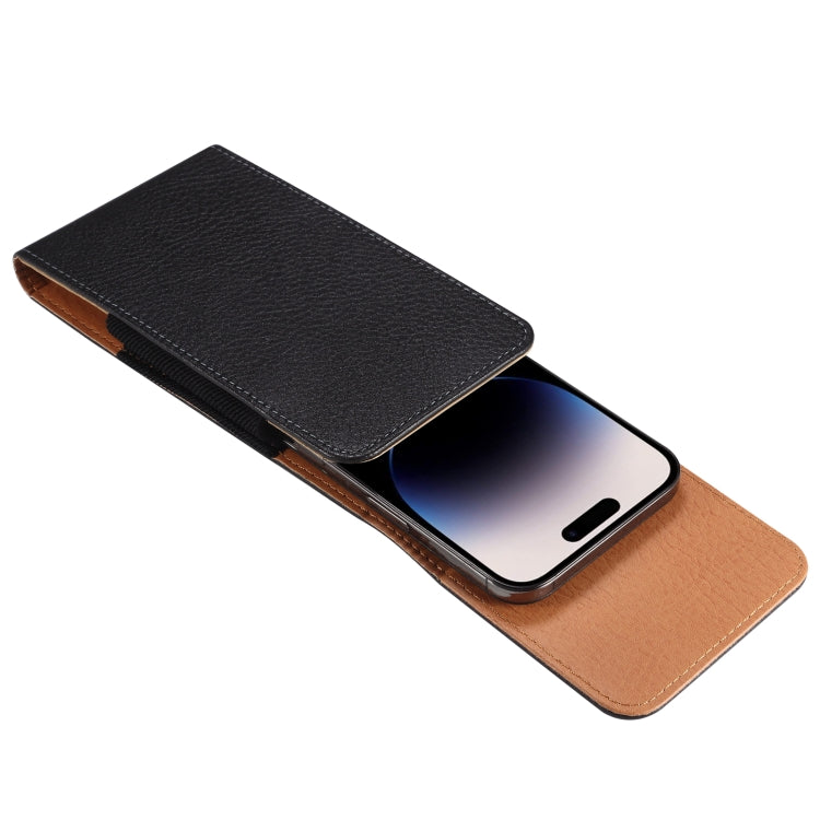 For 6.7-6.9 inch Phone Litchi Texture Iron Clip Back Buckle Waist-mounted Phone Case Vertical Plate(Black) - More Brand by PMC Jewellery | Online Shopping South Africa | PMC Jewellery