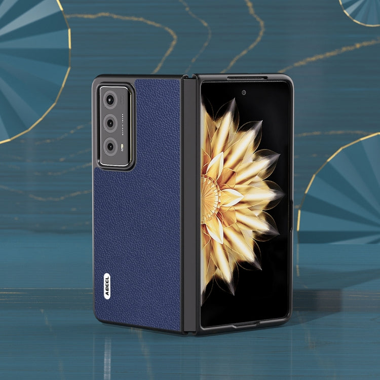 For Honor Magic V2 ABEEL Black Edge Genuine Leather Mino Phone Case(Royal Blue) - Honor Cases by PMC Jewellery | Online Shopping South Africa | PMC Jewellery