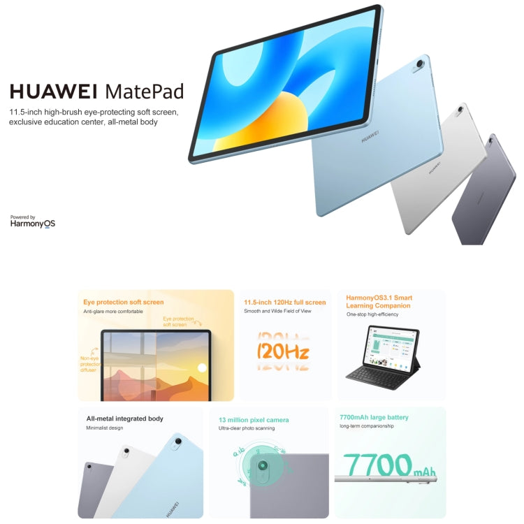 HUAWEI MatePad 11.5 inch 2023 WIFI, 8GB+256GB, HarmonyOS 3.1 Qualcomm Snapdragon 7 Gen 1 Octa Core, Not Support Google Play(Grey) - Huawei by Huawei | Online Shopping South Africa | PMC Jewellery | Buy Now Pay Later Mobicred