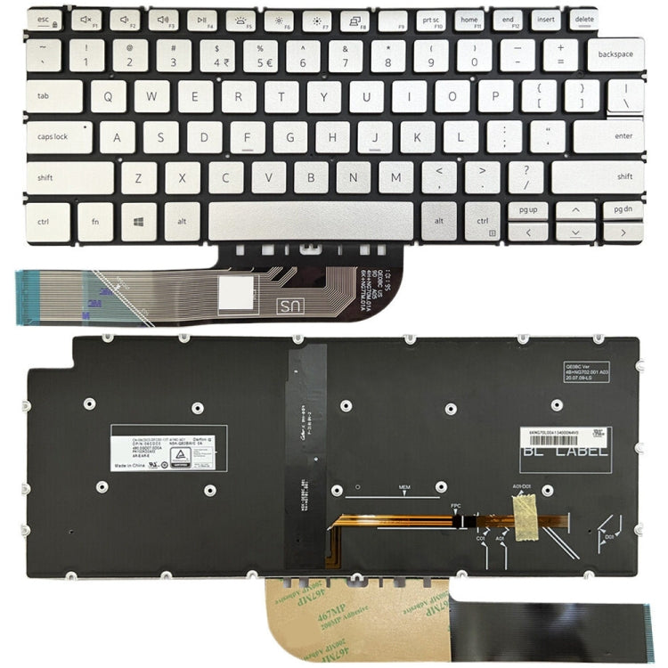 For Dell Inspiron 7490 / Vostro 5390 US Version Backlight Laptop Keyboard(Silver) - Dell Spare Parts by PMC TechLife | Online Shopping South Africa | PMC TechLife