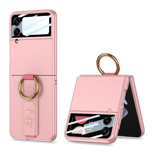 For Samsung Galaxy Z Flip4 5G GKK Integrated Ultrathin Shockproof Phone Case with Ring Wrist Strap(Pink) - Galaxy Z Flip4 5G Cases by GKK | Online Shopping South Africa | PMC Jewellery