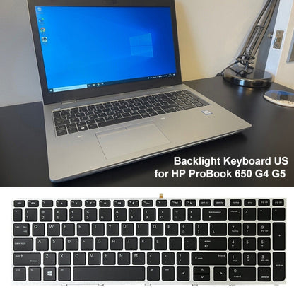 For HP ProBook 650 G4 Silver Frame US Version Laptop Backlight Keyboard - HP Spare Parts by PMC Jewellery | Online Shopping South Africa | PMC Jewellery