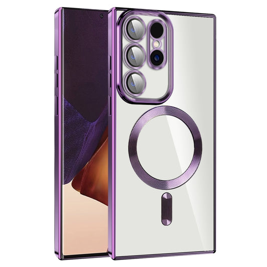 For Samsung Galaxy Note20 Ultra CD Texture Plating TPU MagSafe Phone Case with Lens Film(Dark Purple) - Galaxy Note20 Ultra Cases by PMC Jewellery | Online Shopping South Africa | PMC Jewellery