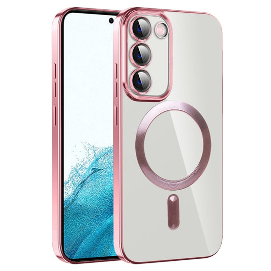 For Samsung Galaxy S22 5G CD Texture Plating TPU MagSafe Phone Case with Lens Film(Pink) - Galaxy S22 5G Cases by PMC Jewellery | Online Shopping South Africa | PMC Jewellery