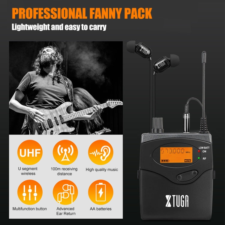 XTUGA RW2080 UHF Wireless Stage Singer In-Ear Monitor System 10 BodyPacks(UK Plug) - Microphone by XTUGA | Online Shopping South Africa | PMC Jewellery