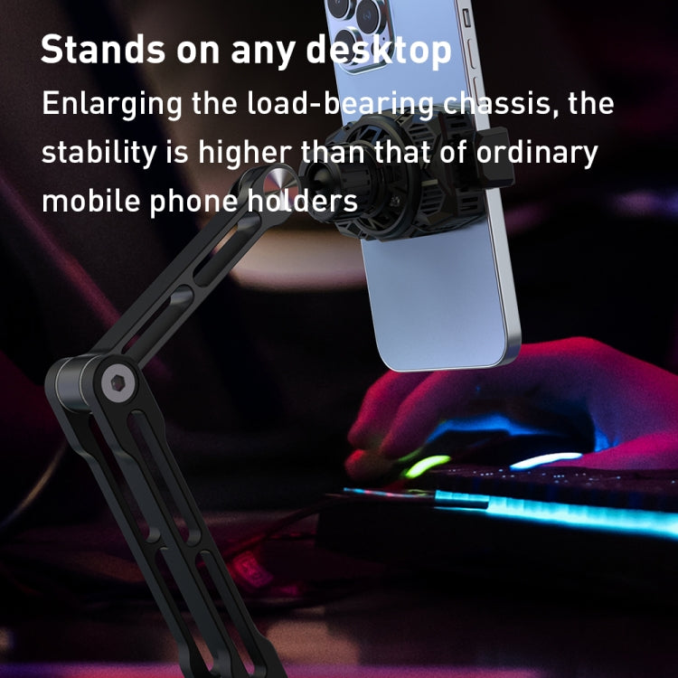 R-JUST HZ43 Cooling Rotating Live Phone Holder(Black) - Desktop Holder by R-JUST | Online Shopping South Africa | PMC TechLife | Buy Now Pay Later Mobicred
