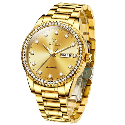 OLEVS 7003 Men Multifunctional Waterproof Mechanical Watch(Gold) - Metal Strap Watches by OLEVS | Online Shopping South Africa | PMC Jewellery
