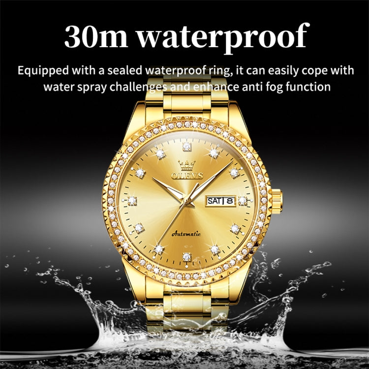 OLEVS 7003 Men Multifunctional Waterproof Mechanical Watch(Gold) - Metal Strap Watches by OLEVS | Online Shopping South Africa | PMC Jewellery