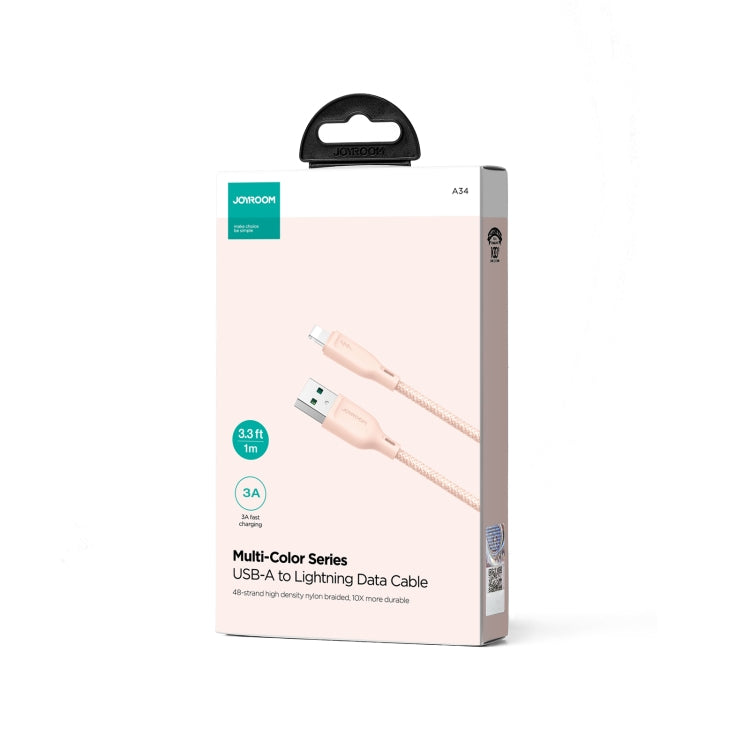 JOYROOM SA34-AL3 3A USB to 8 Pin Fast Charge Data Cable, Length: 1m(Pink) - Normal Style Cable by JOYROOM | Online Shopping South Africa | PMC Jewellery