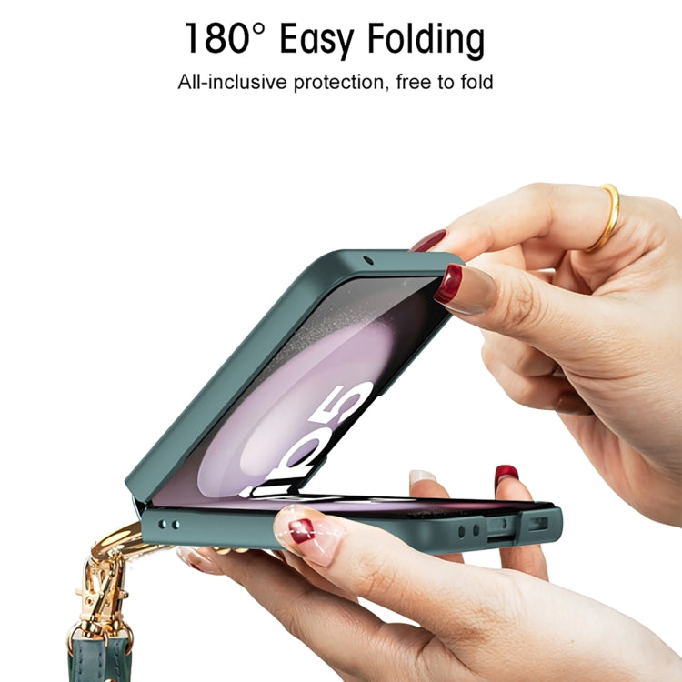 For Samsung Galaxy Z Flip5 GKK Ultra-thin PC Full Coverage Ring Holder Phone Case with Strap(Pink) - free shipping - PMC TechLife - Order now!