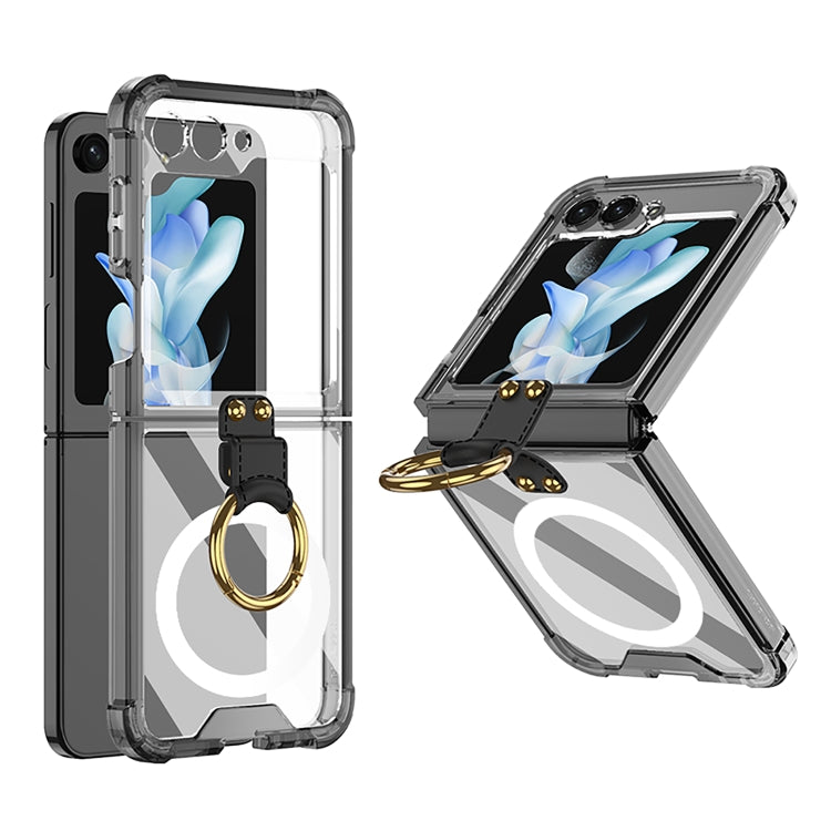 For Samsung Galaxy Z Flip5 GKK MagSafe Airbag Hinge Shockproof Phone Case with Ring Holder(Black) - Galaxy Z Flip5 Cases by GKK | Online Shopping South Africa | PMC Jewellery