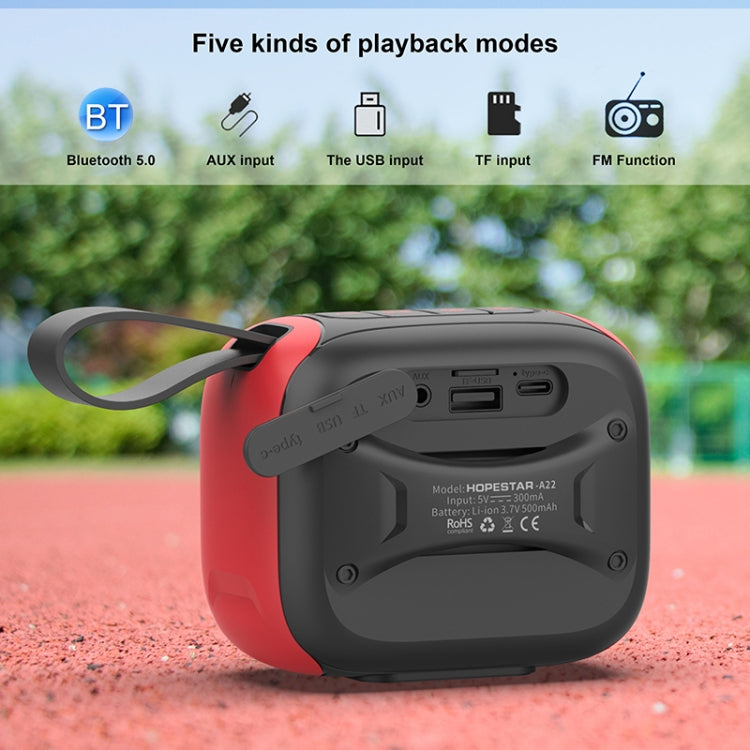 HOPESTAR A22 IPX6 Waterproof Portable Bluetooth Speaker Outdoor Subwoofer(Black Red) - Mini Speaker by HOPESTAR | Online Shopping South Africa | PMC Jewellery