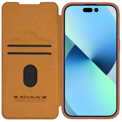 For iPhone 15 Plus NILLKIN QIN Series Pro Sliding Camera Cover Design Leather Phone Case(Brown) - iPhone 15 Plus Cases by NILLKIN | Online Shopping South Africa | PMC Jewellery