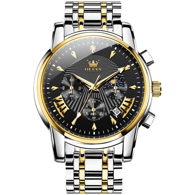 OLEVS 2892 Men Multifunctional Business Waterproof Quartz Watch(Black + Gold) - Metal Strap Watches by OLEVS | Online Shopping South Africa | PMC Jewellery | Buy Now Pay Later Mobicred