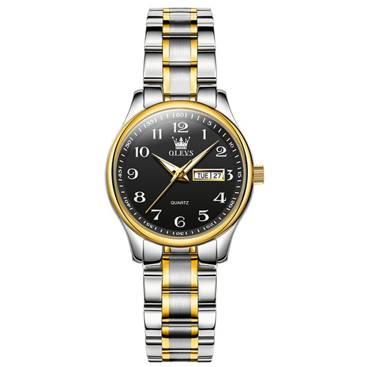 OLEVS 5567 Women Steel Strap Waterproof Quartz Watch(Black) - Metal Strap Watches by OLEVS | Online Shopping South Africa | PMC Jewellery | Buy Now Pay Later Mobicred