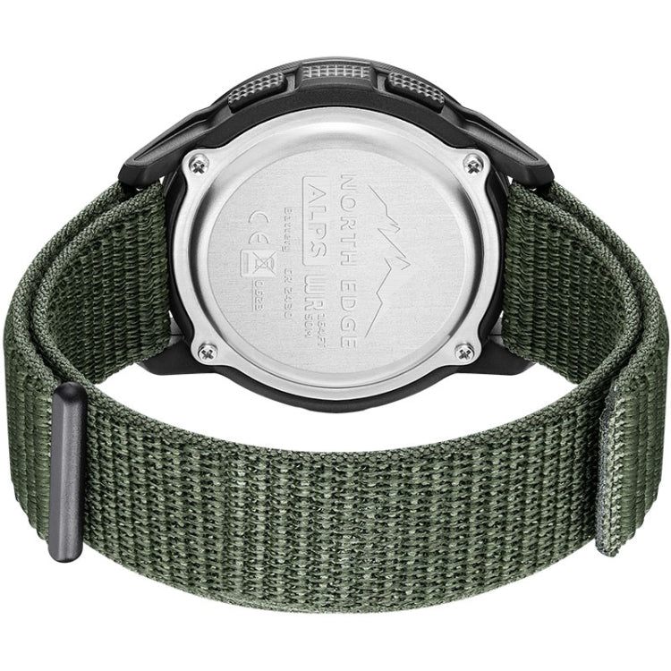 NORTH EDGE ALPS Outdoor Waterproof Men Carbon Fiber Digital Nylon Strap Smart Sports Watch(Army Green) - Sport Watches by NORTH EDGE | Online Shopping South Africa | PMC Jewellery