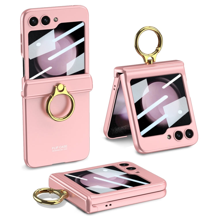 For Samsung Galaxy Z Flip5 GKK Integrated Magnetic Hinge Phone Case with Ring Holder(Pink) - Galaxy Z Flip5 Cases by GKK | Online Shopping South Africa | PMC Jewellery