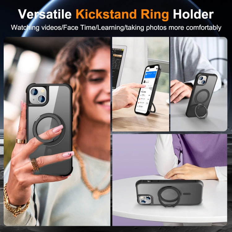 For iPhone 15 Plus MagSafe Magnetic Rotating Holder Phone Case(Black) - iPhone 15 Plus Cases by PMC TechLife | Online Shopping South Africa | PMC TechLife | Buy Now Pay Later Mobicred