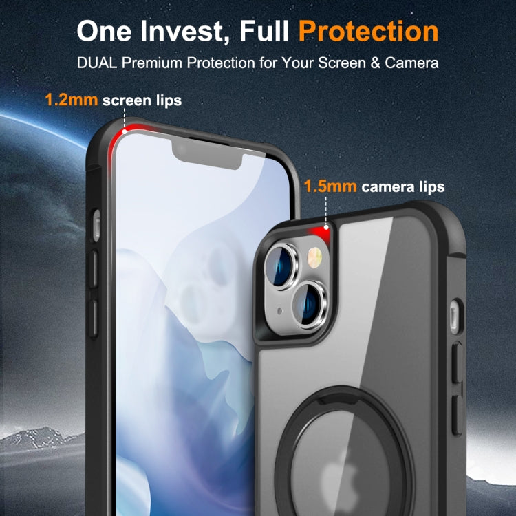 For iPhone 15 Plus MagSafe Magnetic Rotating Holder Phone Case(Black) - iPhone 15 Plus Cases by PMC TechLife | Online Shopping South Africa | PMC TechLife | Buy Now Pay Later Mobicred