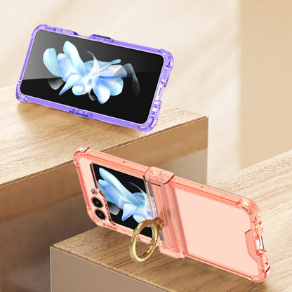 For Samsung Galaxy Z Flip5 Gkk Airbag Hinge Silicone Phone Case with Ring Holder(Transparent Purple) - Galaxy Z Flip5 Cases by GKK | Online Shopping South Africa | PMC Jewellery | Buy Now Pay Later Mobicred