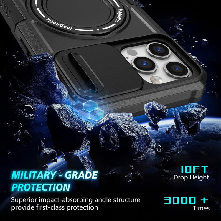 For iPhone 12 Pro Max Sliding Camshield MagSafe Holder TPU Hybrid PC Phone Case(Black) - free shipping - PMC TechLife - Order now!